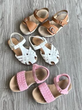 Kids Sandals in Pink, White & Tan - Comfortable Summer Footwear